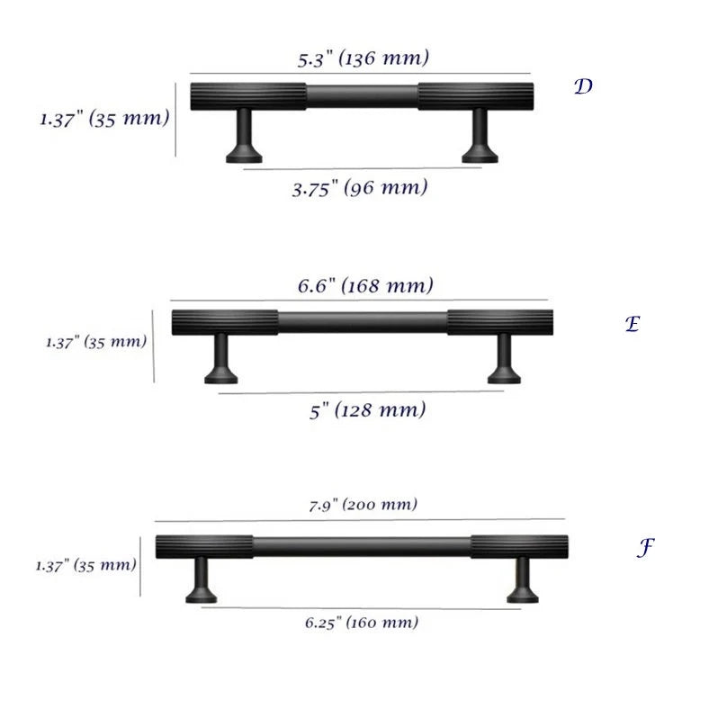 Matte Black Fluted Cabinet Handles Drawer Pulls