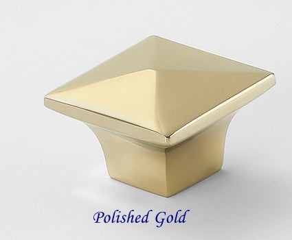 Modern Square Knob Drawer Pulls Polished Gold