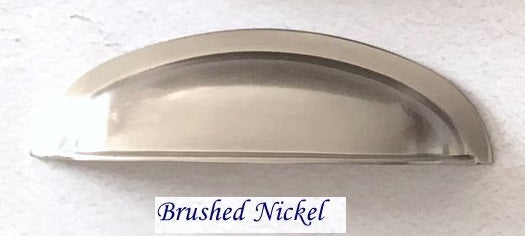 3" Cup Drawer Pull & Cabinet Knob 76 mm Centers, Gold, Nickel, Bronze and Pewter
