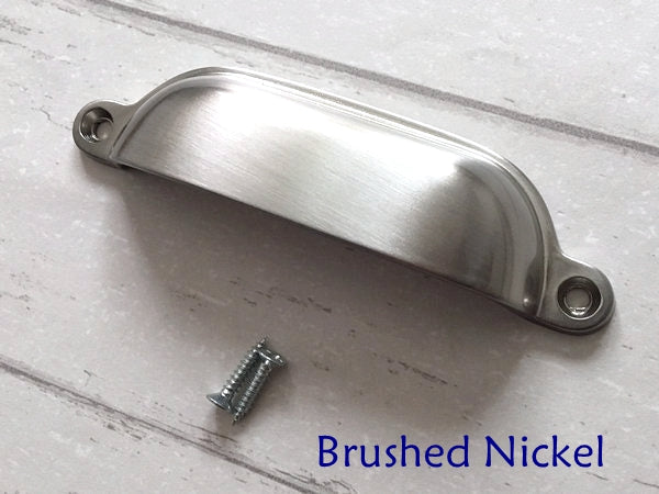 3.75" Centers Cup Drawer Pull, Gold, Silver, Bronze, Nickel, Pewter