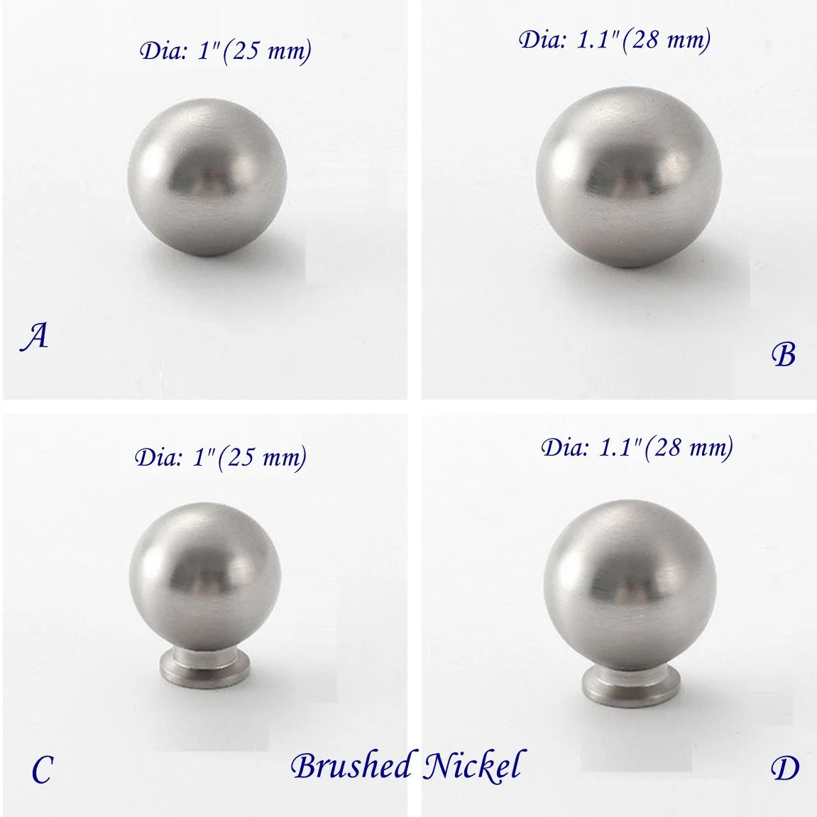 Nickel Cabinet Hardware Ball Drawer Knobs