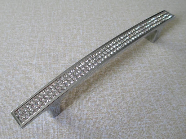 Crystal Drawer Pulls, Rhinestone Cabinet Handles, Polished Chrome, 3.75", 5", 6.25" Center
