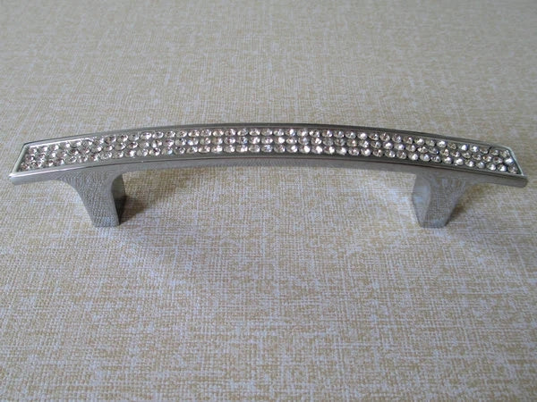 Crystal Drawer Pulls, Rhinestone Cabinet Handles, Polished Chrome, 3.75", 5", 6.25" Center