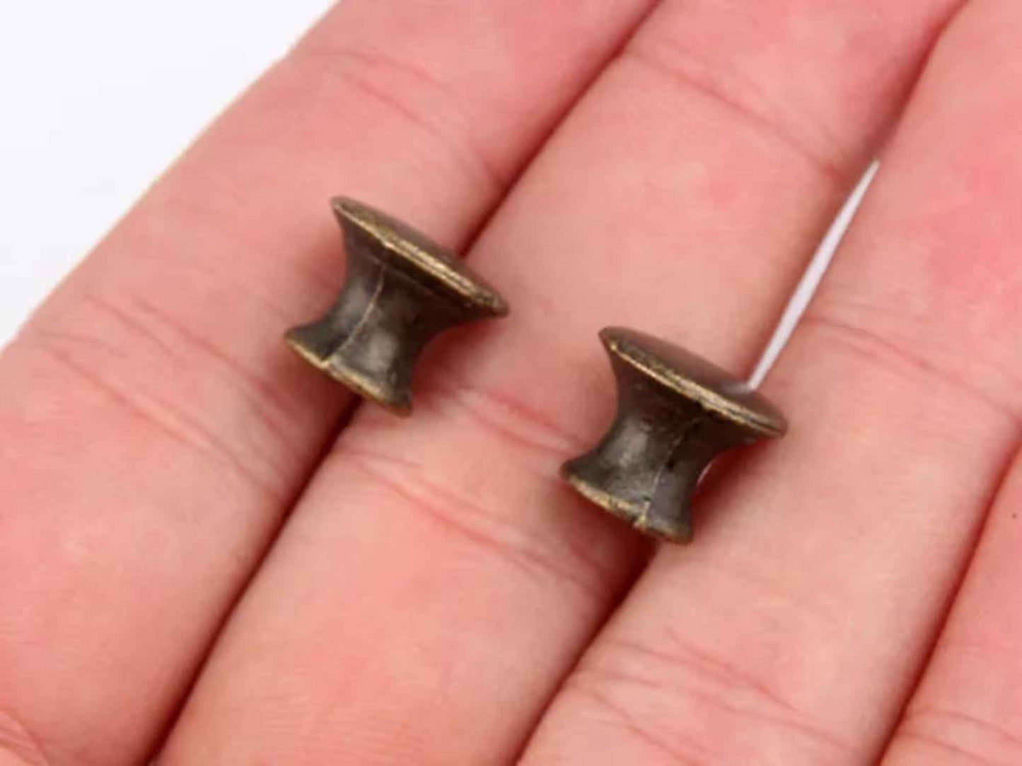 1/2" Dia Small Drawer Knob, Tiny Rustic Jewelry Box Pulls, Antique Bronze