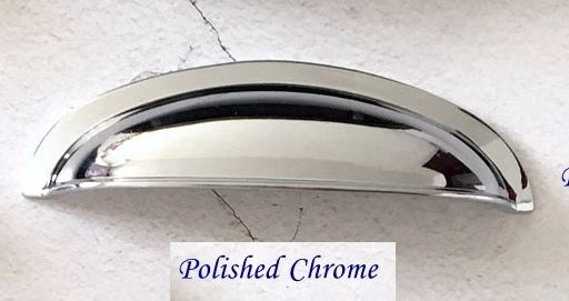 3" Cup Drawer Pull & Cabinet Knob 76 mm Centers, Gold, Nickel, Bronze and Pewter