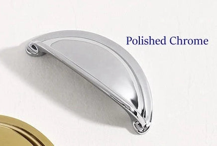 3" 76 mm Centers Brass Cup Drawer Pulls, Polished Gold Chrome Antique Bronze
