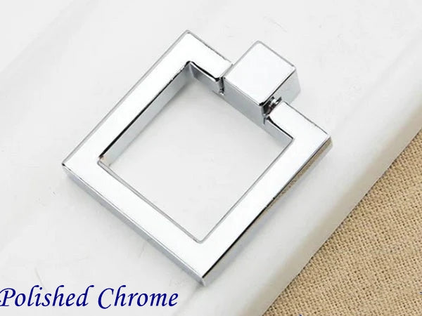 Square Ring Drawer Pull Cabinet knobs, Gold, Nickel, Bronze, Black, Modern Geometric Hardware