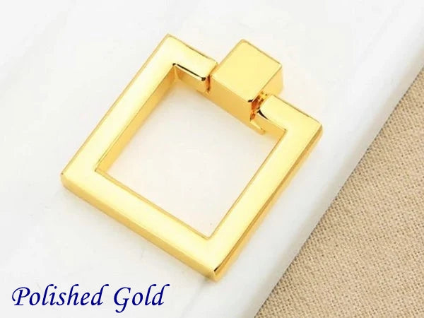 Square Ring Drawer Pull Cabinet knobs, Gold, Nickel, Bronze, Black, Modern Geometric Hardware