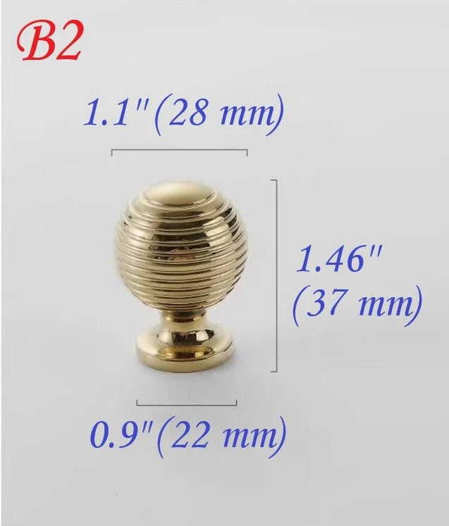 Polished Brass Beehive Drawer Knobs Cabinet Pull Kitchen Hardware