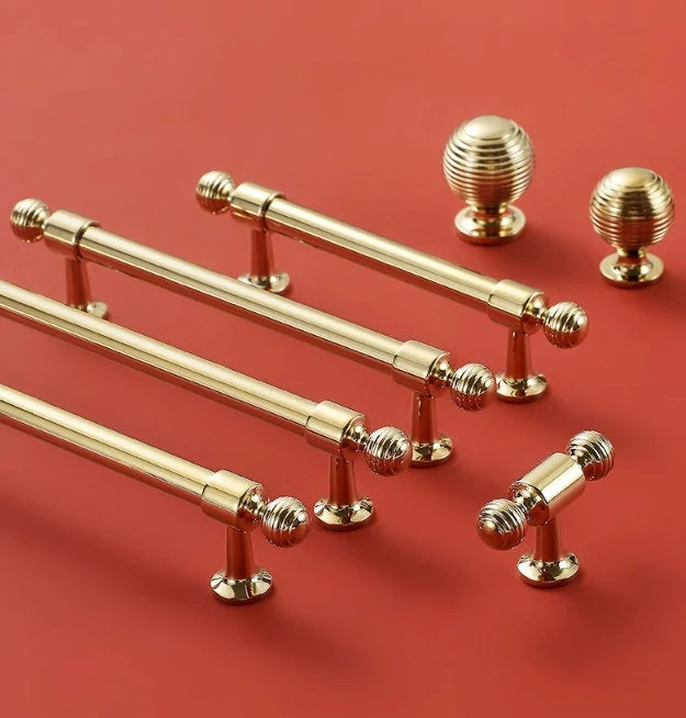 Polished Brass Beehive Cabinet Handles Lynns Hardware