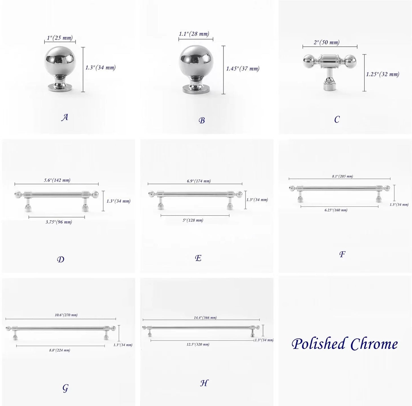 polished chrome brass cabinet handles