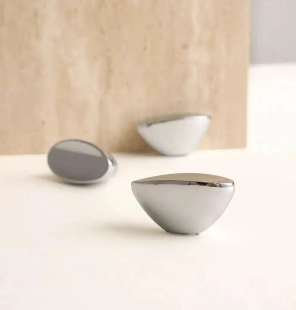 Polished Chrome Oval Cabinet Knobs Drawer Pulls Kitchen Hardware Modern Minimalism