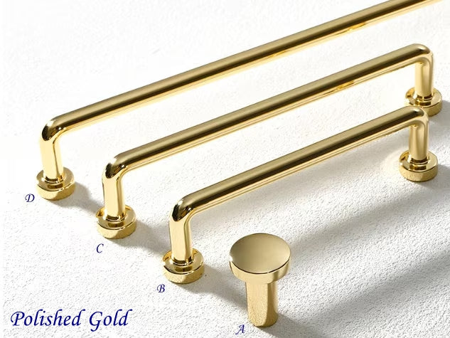 Polished Gold Slim Drawer Pulls Cabinet Door Handles Minimalist Modern