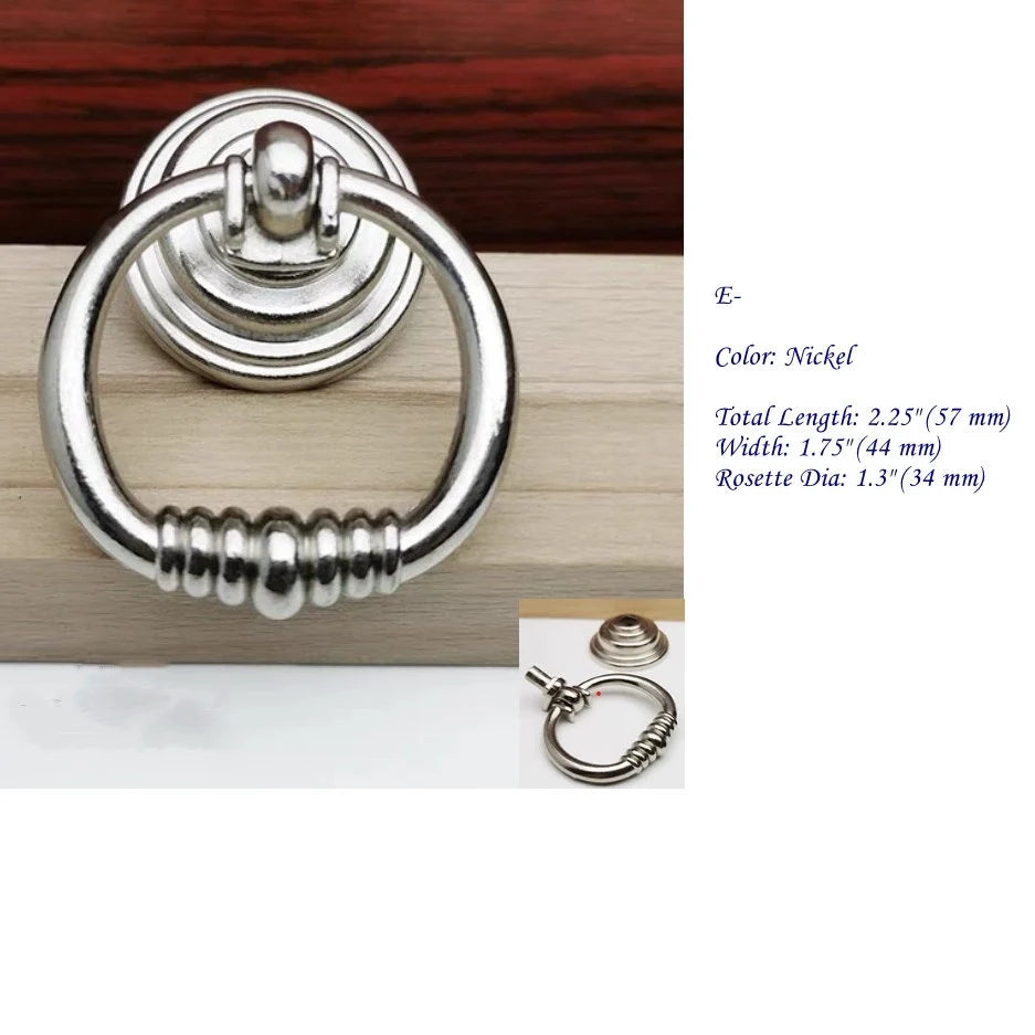 Polished Silver Ring Knob Drawer Pull Hardware with Backplate