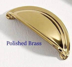 3" 76 mm Centers Brass Cup Drawer Pulls, Polished Gold Chrome Antique Bronze