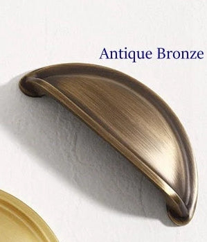 3" 76 mm Centers Brass Cup Drawer Pulls, Polished Gold Chrome Antique Bronze