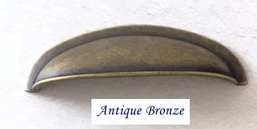 3" Cup Drawer Pull & Cabinet Knob 76 mm Centers, Gold, Nickel, Bronze and Pewter