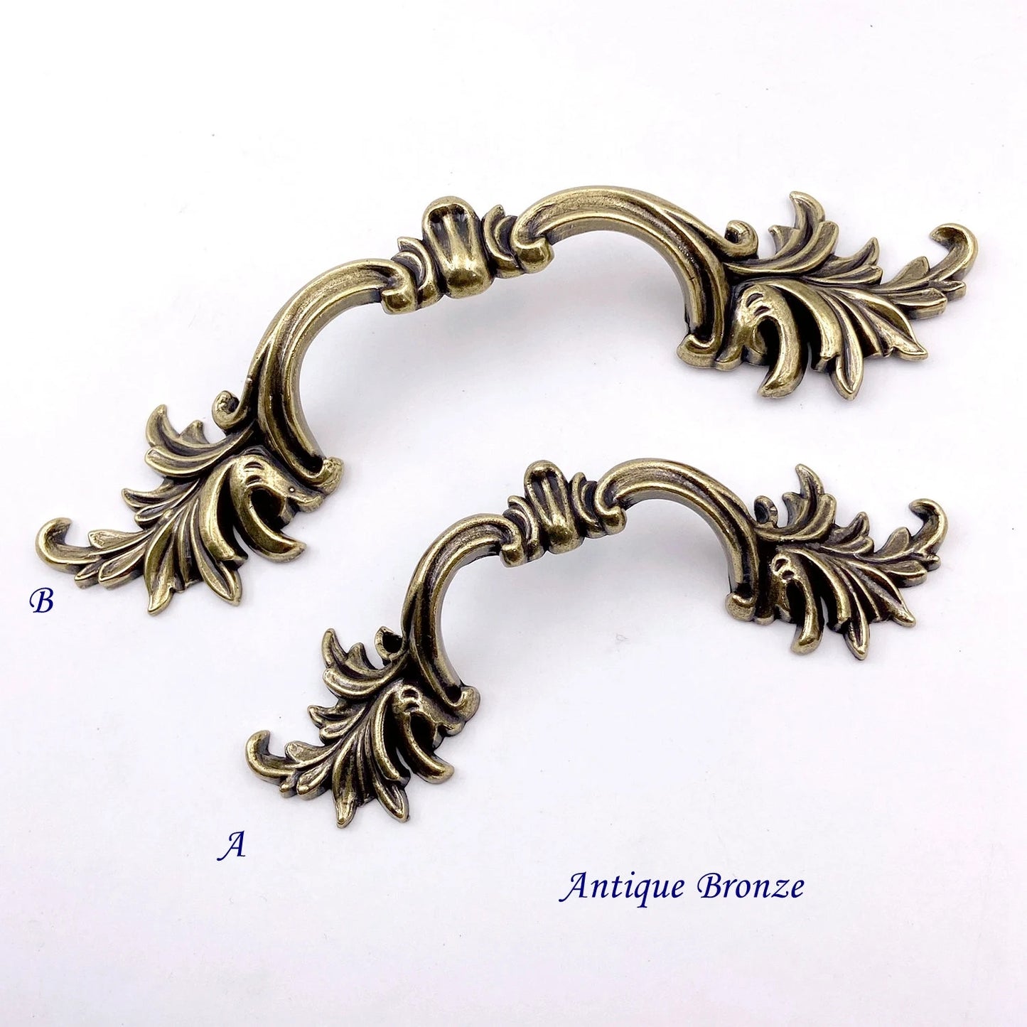 2.5" 3.75" Leafy Drawer Pull Handles, Antique Silver Bronze White Rose Gold, French Provincial Hardware 64 96 mm