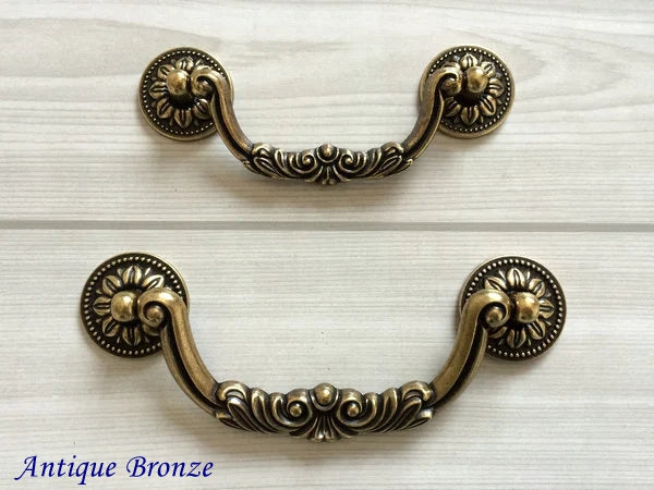 3.75" 5" Drop Bail Drawer Pulls, Antique Bronze Brass White Black, 96 128 mm Centers
