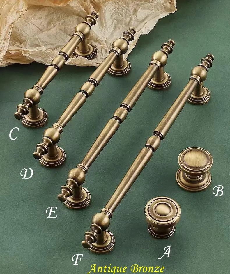 Brass Kitchen Cabinet Handle, European Style MCM Vanity Drawer Pull, Chrome Antique Bronze