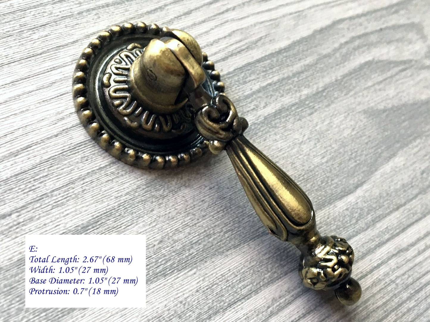 Antique Bronze Drawer Pull Drop Ring Vintage Style Hardware