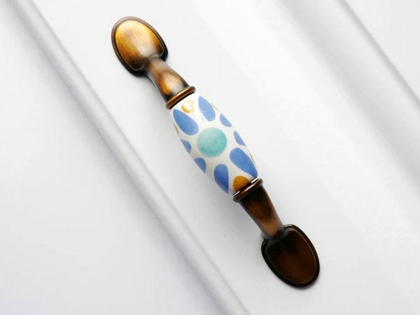 Colorful Porcelain Drawer Pulls, 3" 3.75" Centers, 4 Designs