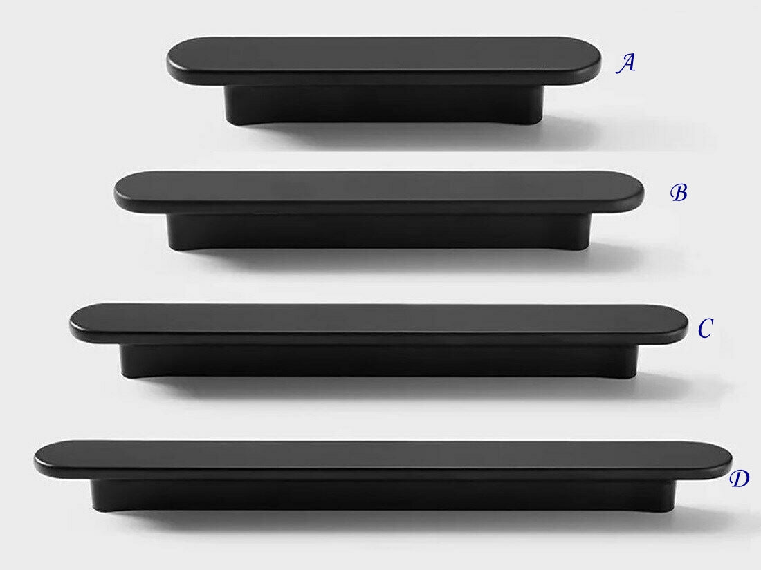 Flat Cabinet Pull Handles, Round Ends, Brushed Nickel, Brushed Gold, Black