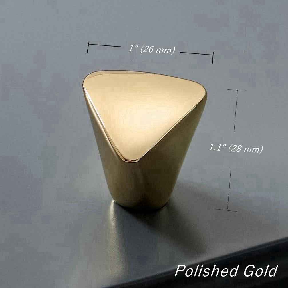 Triangle Cabinet Knob, Geometric Modern Drawer Pull, Gold Nickel