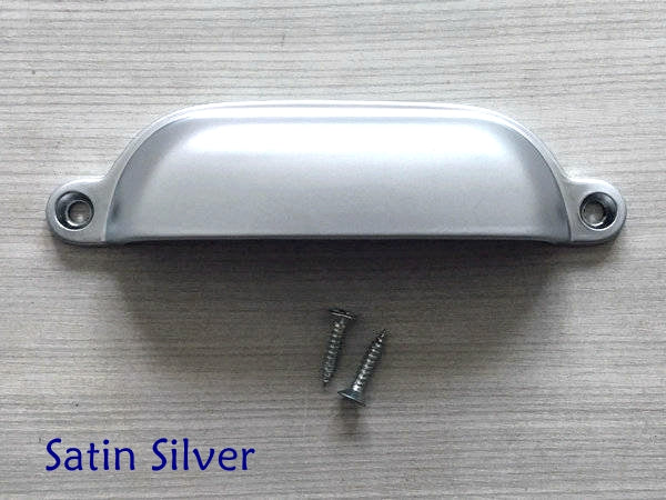 3.75" Centers Cup Drawer Pull, Gold, Silver, Bronze, Nickel, Pewter