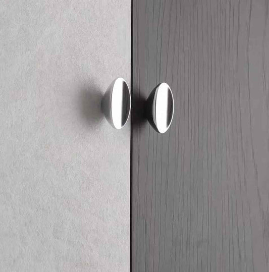 Modern Oval Knob - Nickel/Chrome