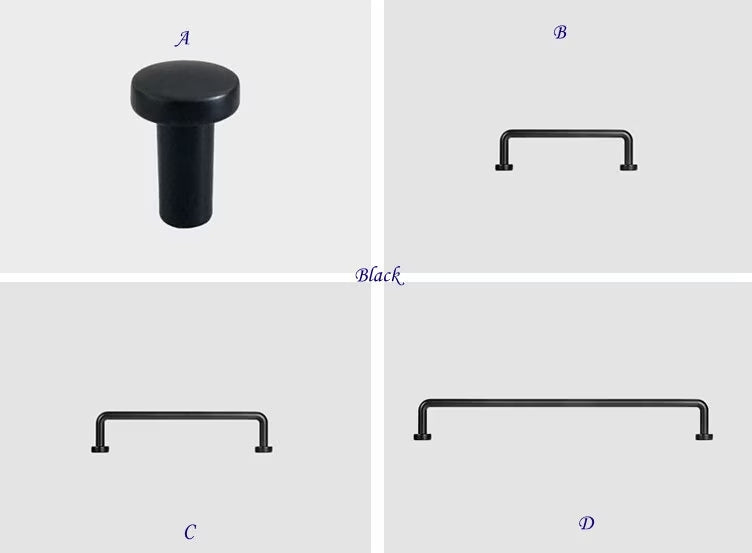 Slim Black Drawer Pulls Cabinet Door Handles Retro Simple