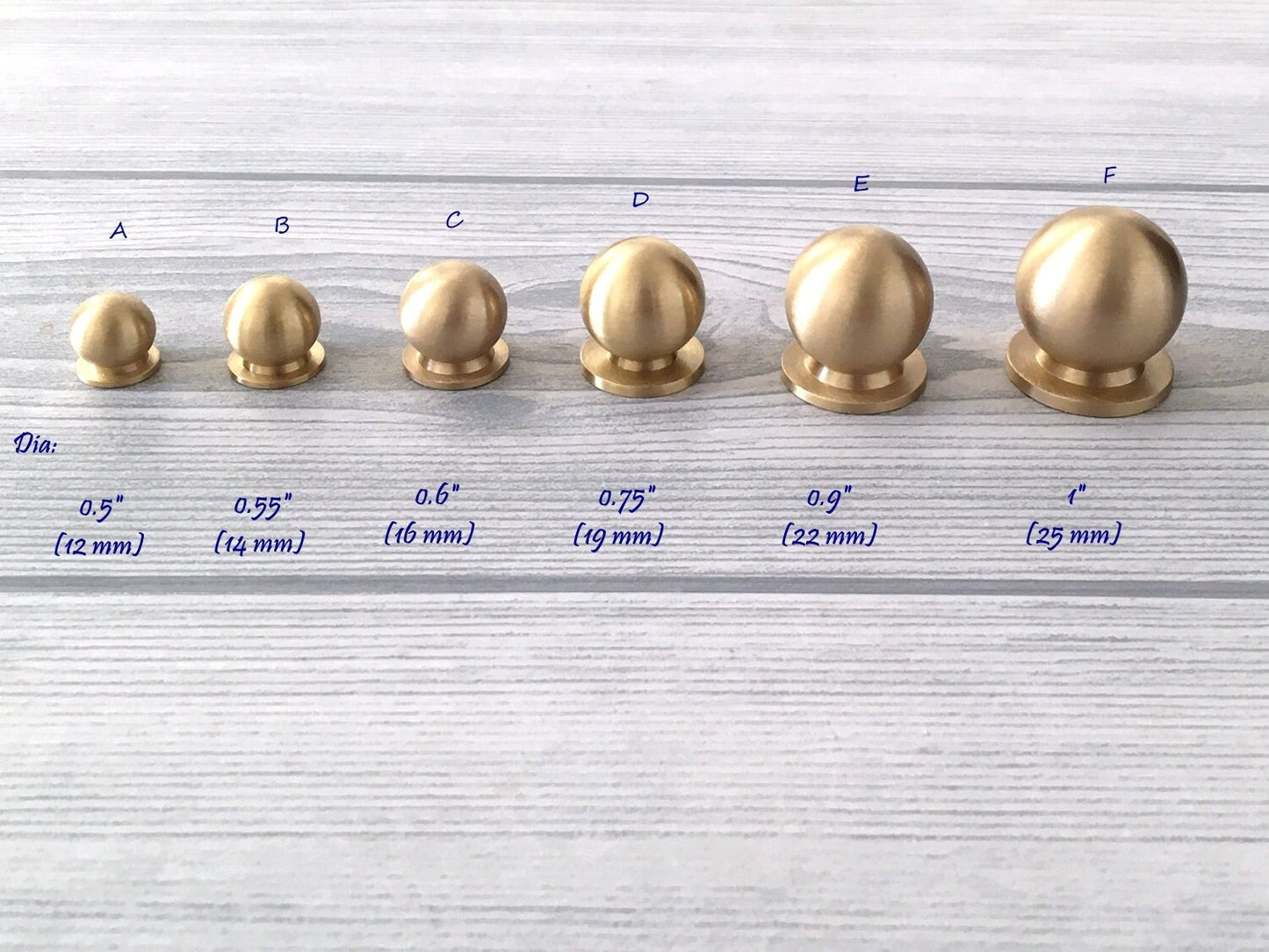small brass knob ball brushed