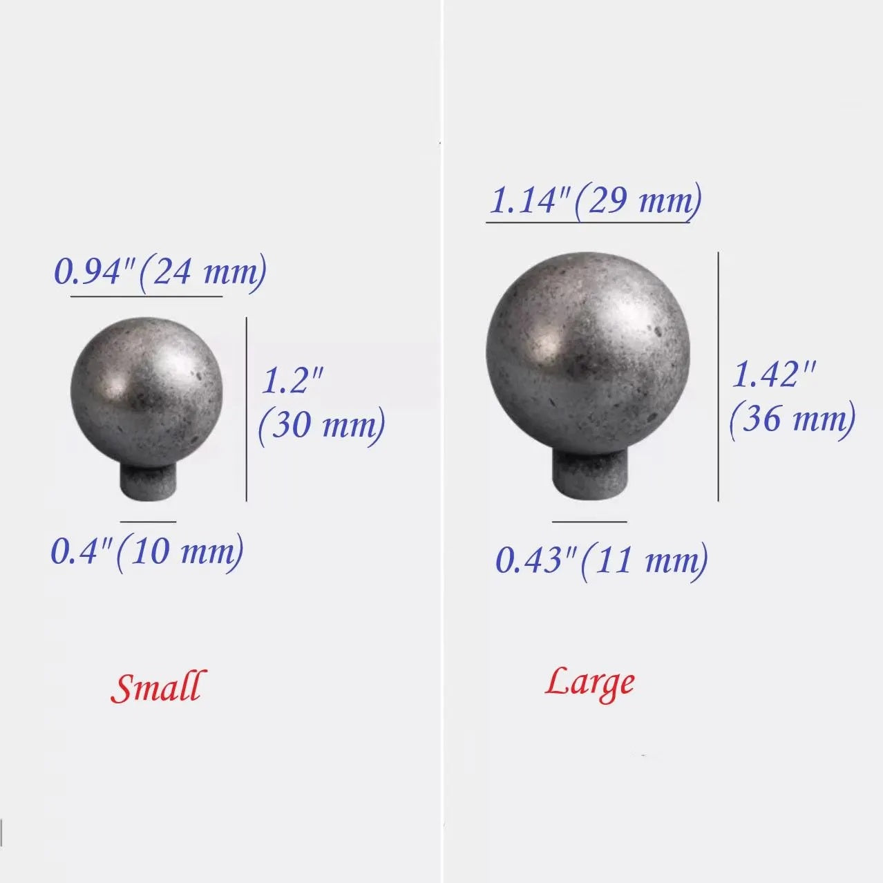 Solid Brass Ball Knobs Antique Pewter
