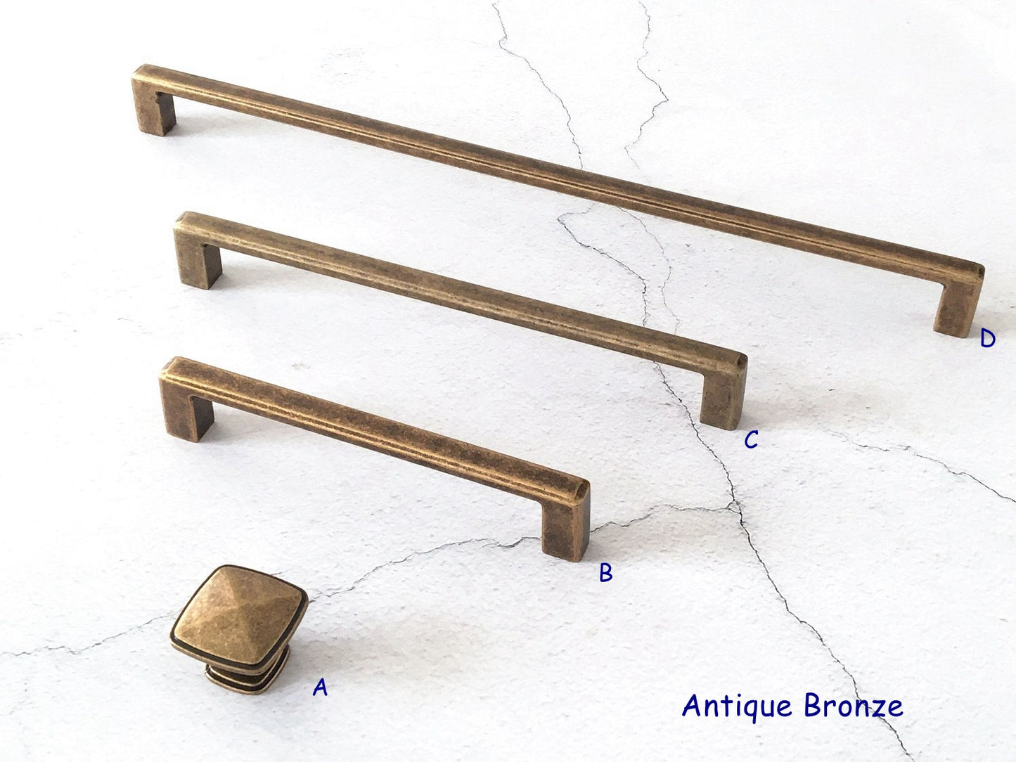 Square Antique Bronze Cabinet Handles Hardware Kitchen Dresser Drawer Pulls Mid Century Modern