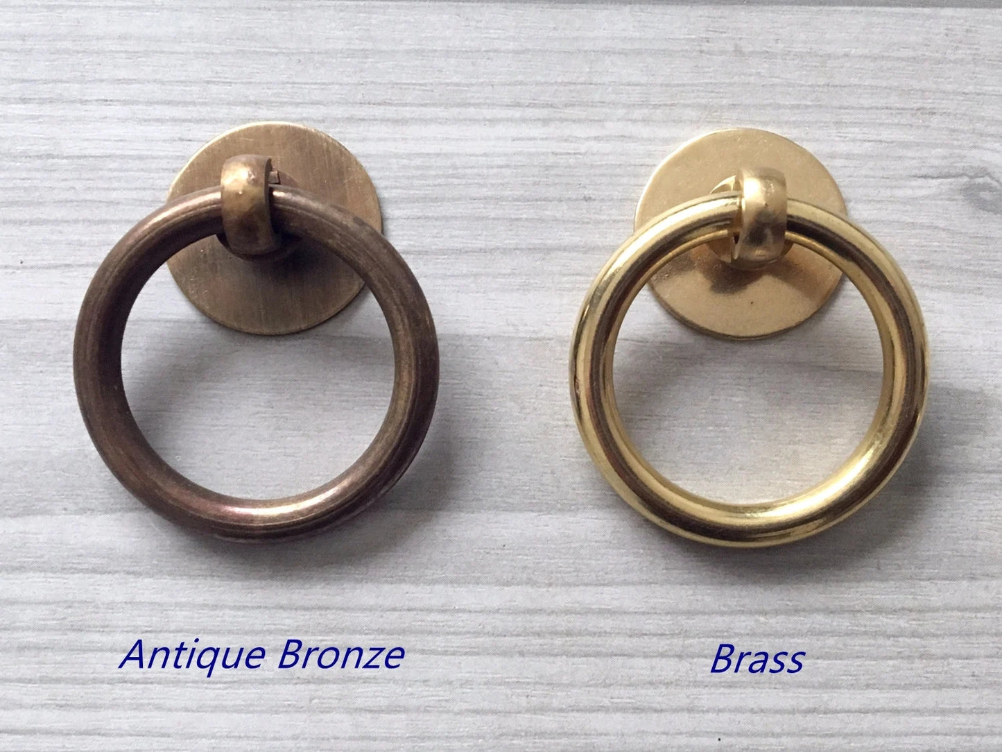 Poignée de commode en laiton, bouton de tiroir à anneau, bronze antique, non laqué