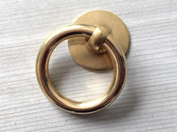 Poignée de commode en laiton, bouton de tiroir à anneau, bronze antique, non laqué