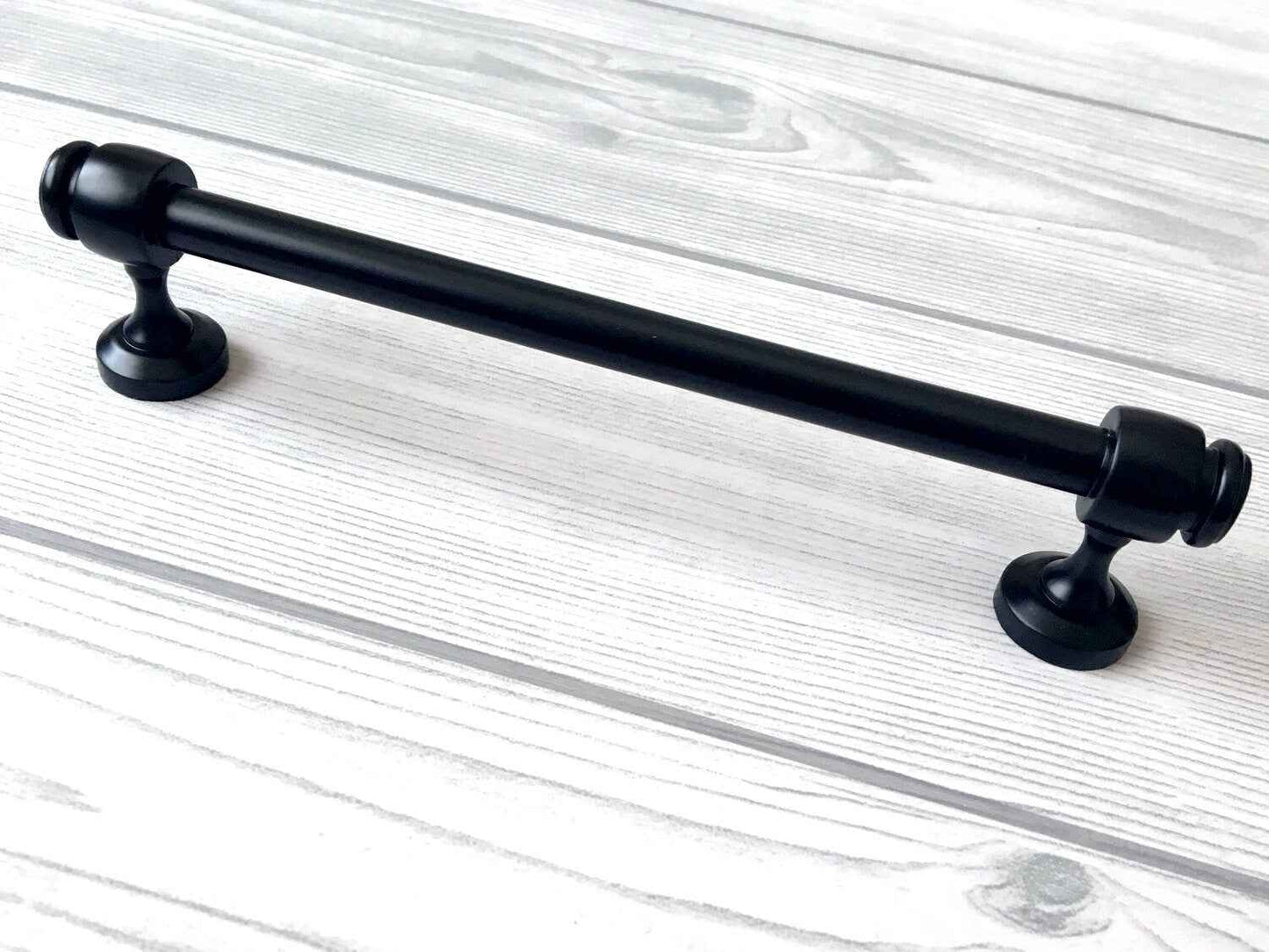3.5" 6" Centers Black Cabinet Bar Pull & Round Drawer Knob