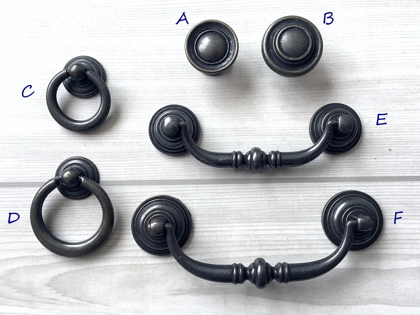 3,5" 4,25" Zentren Antik Silber Swing Bail Griff & Anhänger Drop Ring Pull