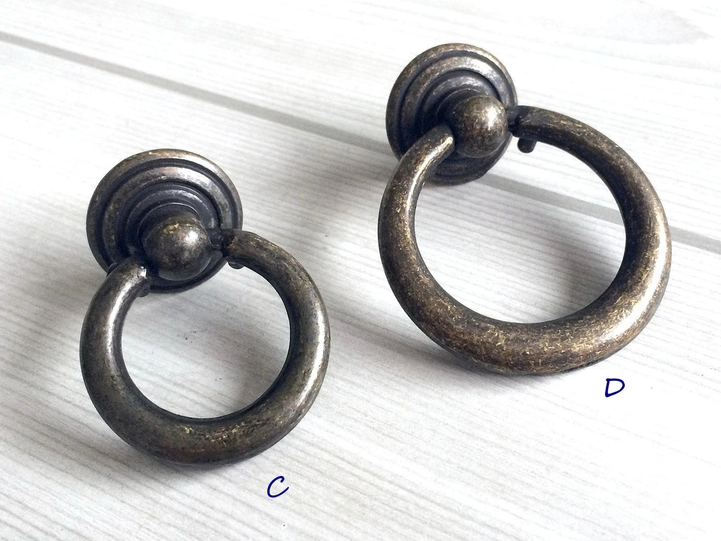 3,5" 4,25" Zentren Antik Silber Swing Bail Griff & Anhänger Drop Ring Pull