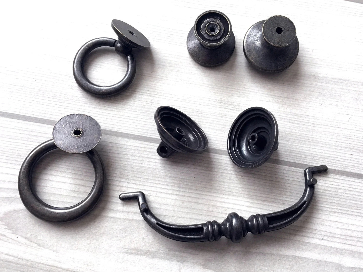 3,5" 4,25" Zentren Antik Silber Swing Bail Griff & Anhänger Drop Ring Pull