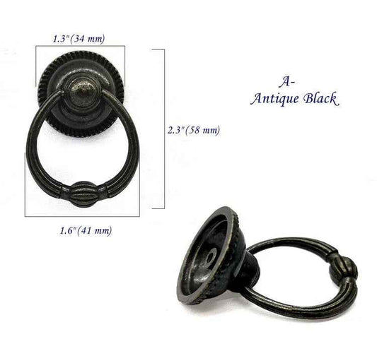 Georgian Drop Ring Pulls in Antique Bronze, Black & Copper