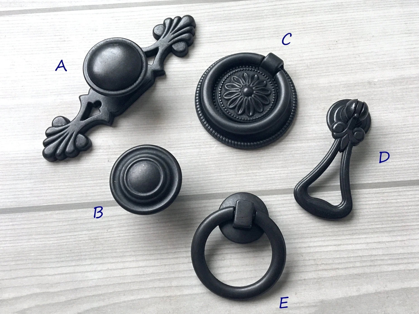 Vintage Style Cabinet Knob Backpalte Drop Ring Drawer Pulls Kitchen Hardware