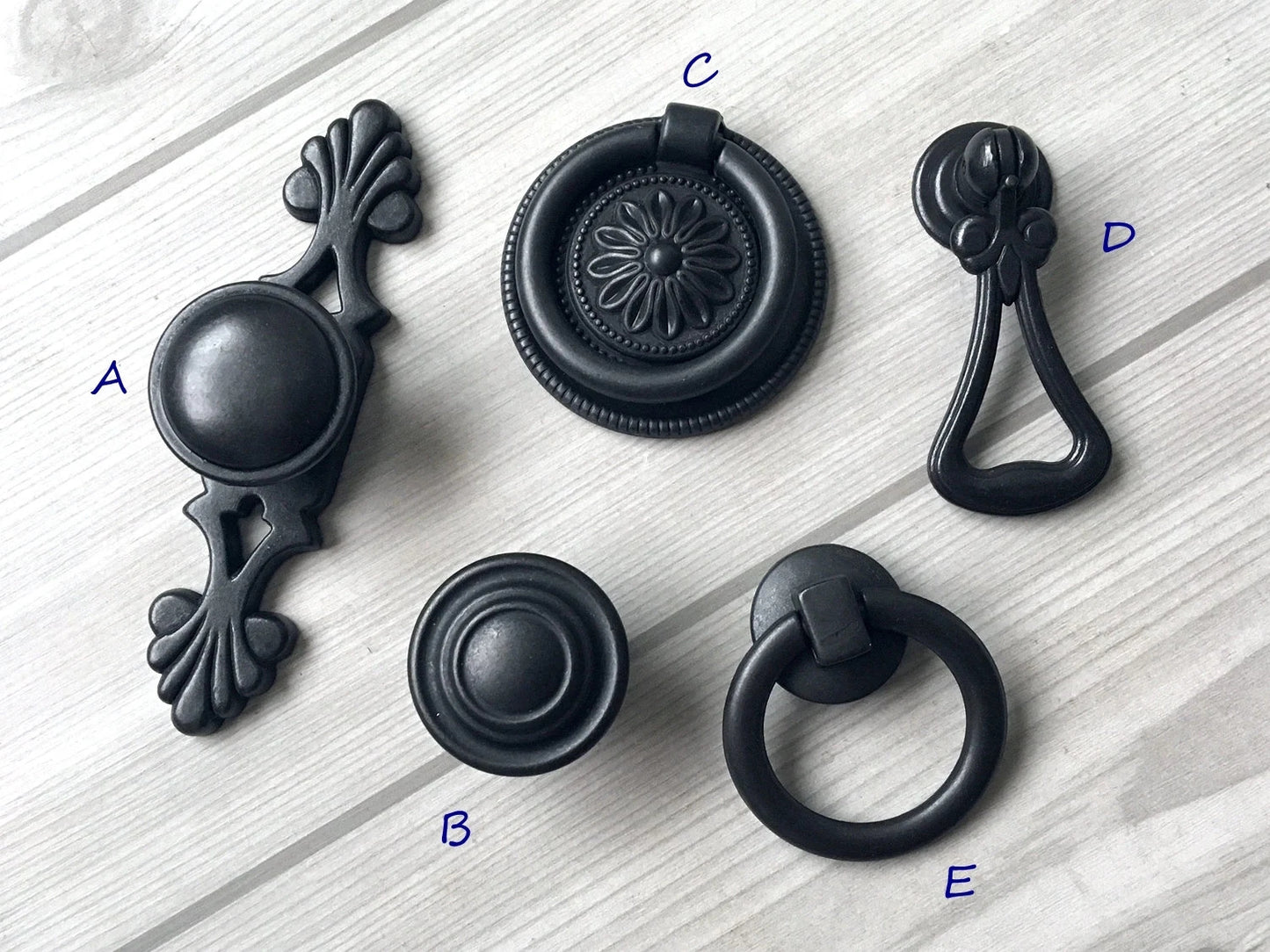 Vintage Style Cabinet Knobs Backplate Drop Ring Drawer Pulls Kitchen Hardware
