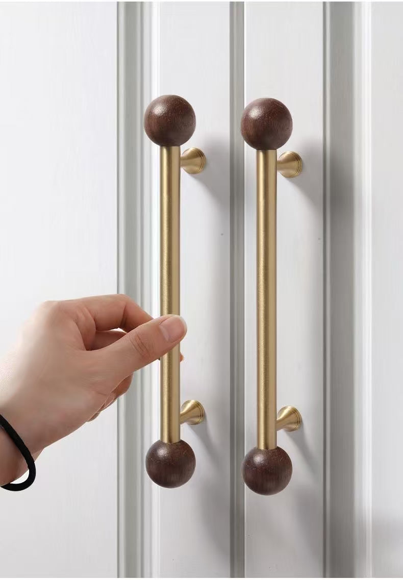 Walnut Brass Cabinet Door Handles Kitchen Pulls Lynns Hardware