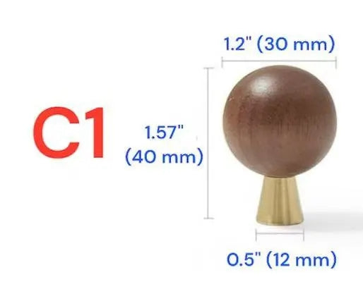 Walnut Brass Drawer Pull Kitchen Cabinet Knobs