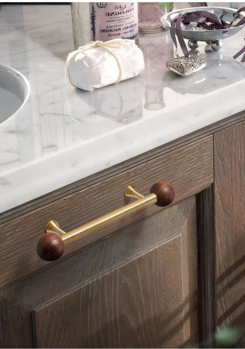 Walnut Brass Dresser Drawer Pulls Hardware