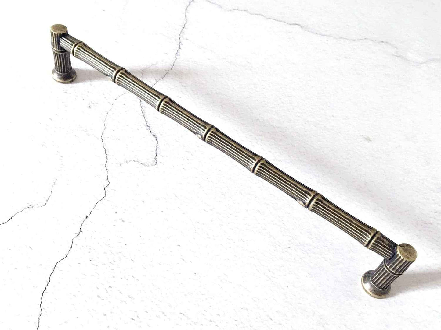 Bamboo Kitchen Cabinet Handle, Antique Bronze, 96 128 192 mm