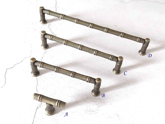 Bamboo Kitchen Cabinet Handle, Antique Bronze, 96 128 192 mm