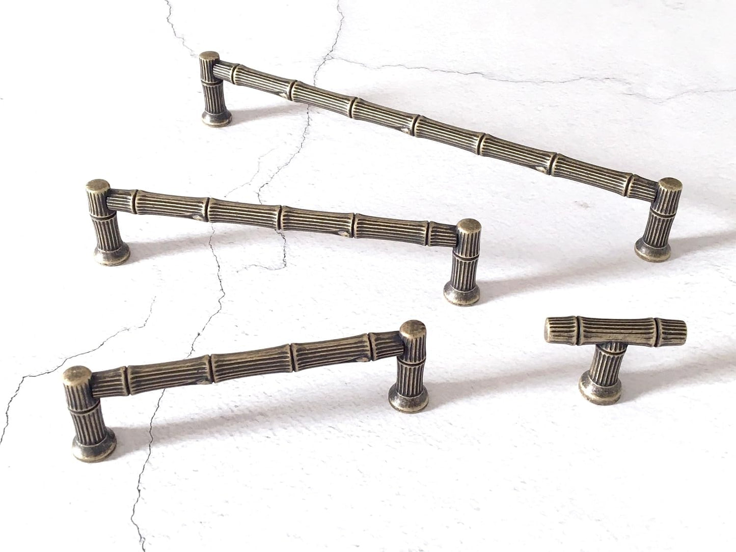 Bamboo Drawer Pulls Cabinet Handle Hardware Antique Bronze 96 128 192 mm Holes