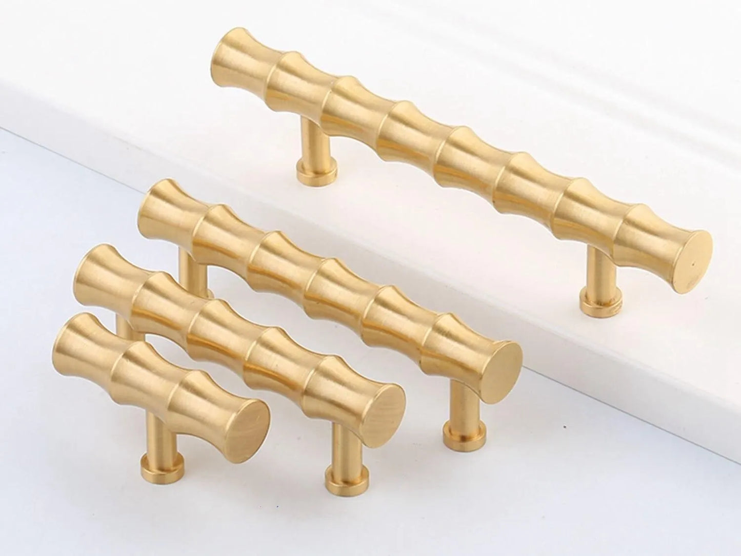 Poignées de tiroir en laiton pour armoires et tiroirs, 2,5", 2,75", 3", 3,3", quincaillerie en bambou